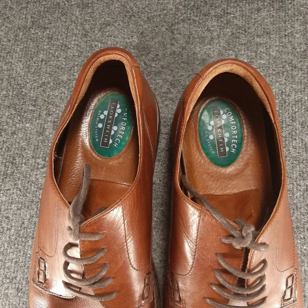 Florsheim Derby Comfortech 17150-03 13 M Cognac Brown Mens Leather Dress Shoes
